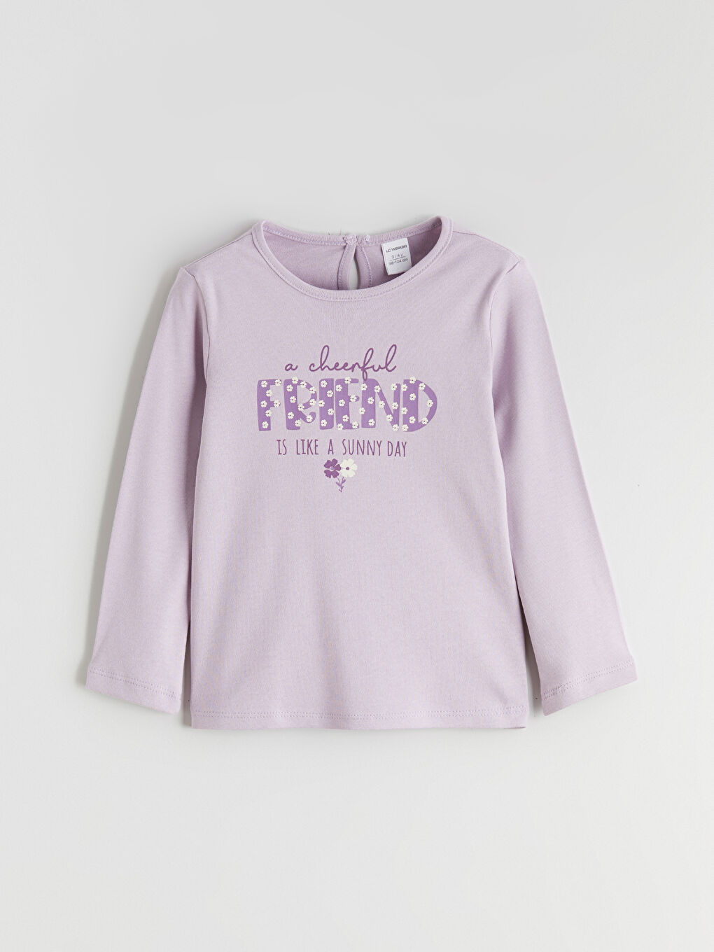 Lila Bisiklet Yaka Baskılı Kız Çocuk Tişört-2