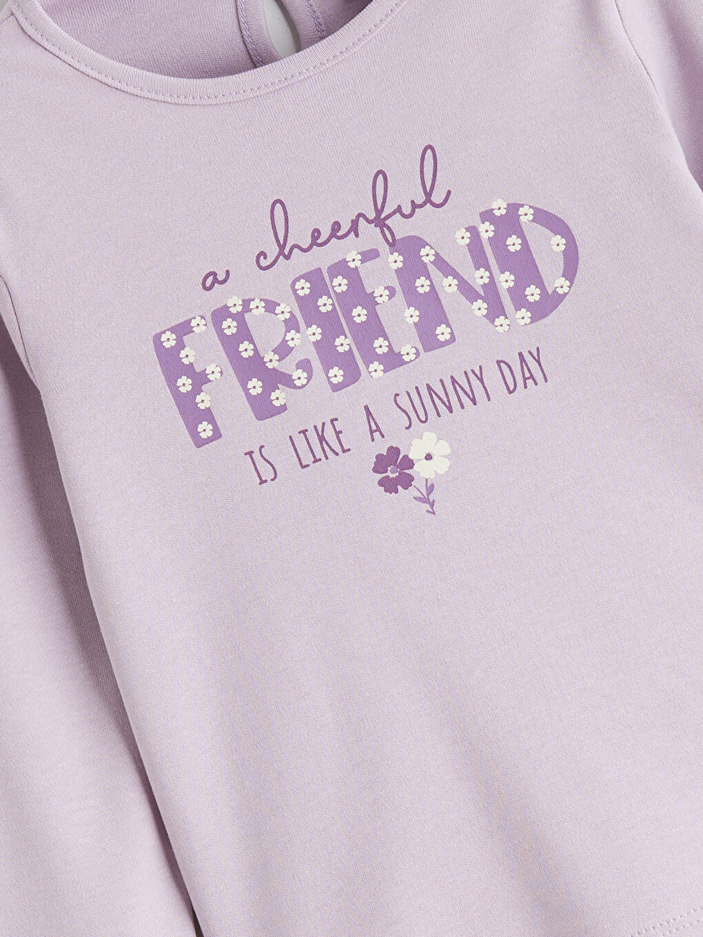 Lila Bisiklet Yaka Baskılı Kız Çocuk Tişört-3