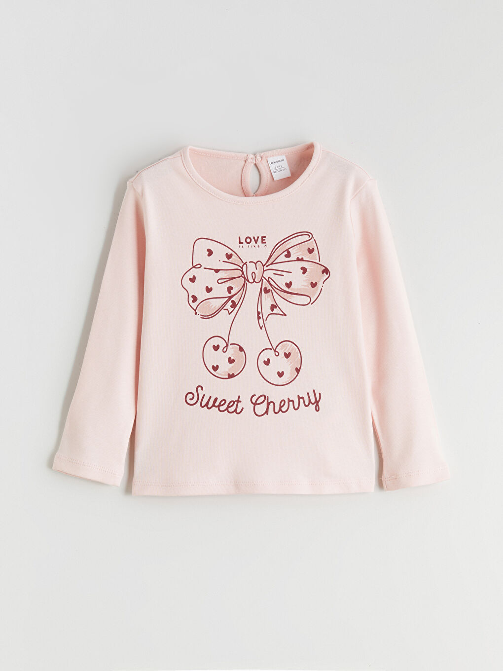 Pembe Bisiklet Yaka Fiyonk Baskılı Kız Çocuk Tişört-2