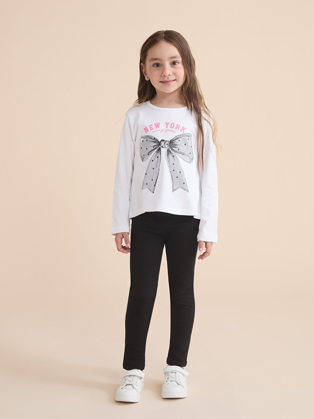 Majica sa okruglim izrezom i mašnom - Štampana - Devojčice-1