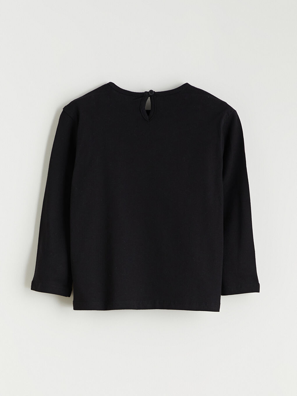 Siyah Bisiklet Yaka Çiçekli Kız Çocuk Tişört-4