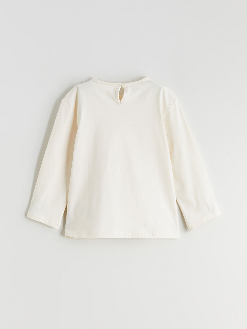 Bej Bisiklet Yaka Kız Çocuk Tişört-4