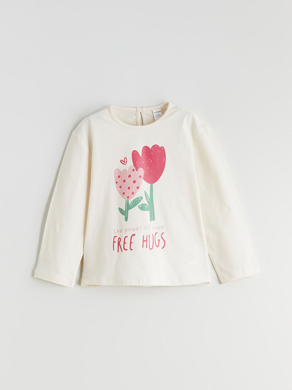 Bej Bisiklet Yaka Kız Çocuk Tişört-2