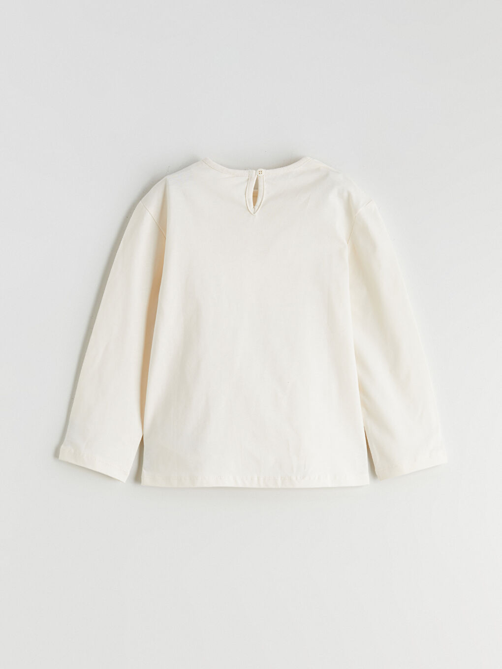 Bej Bisiklet Yaka Kız Çocuk Tişört-4