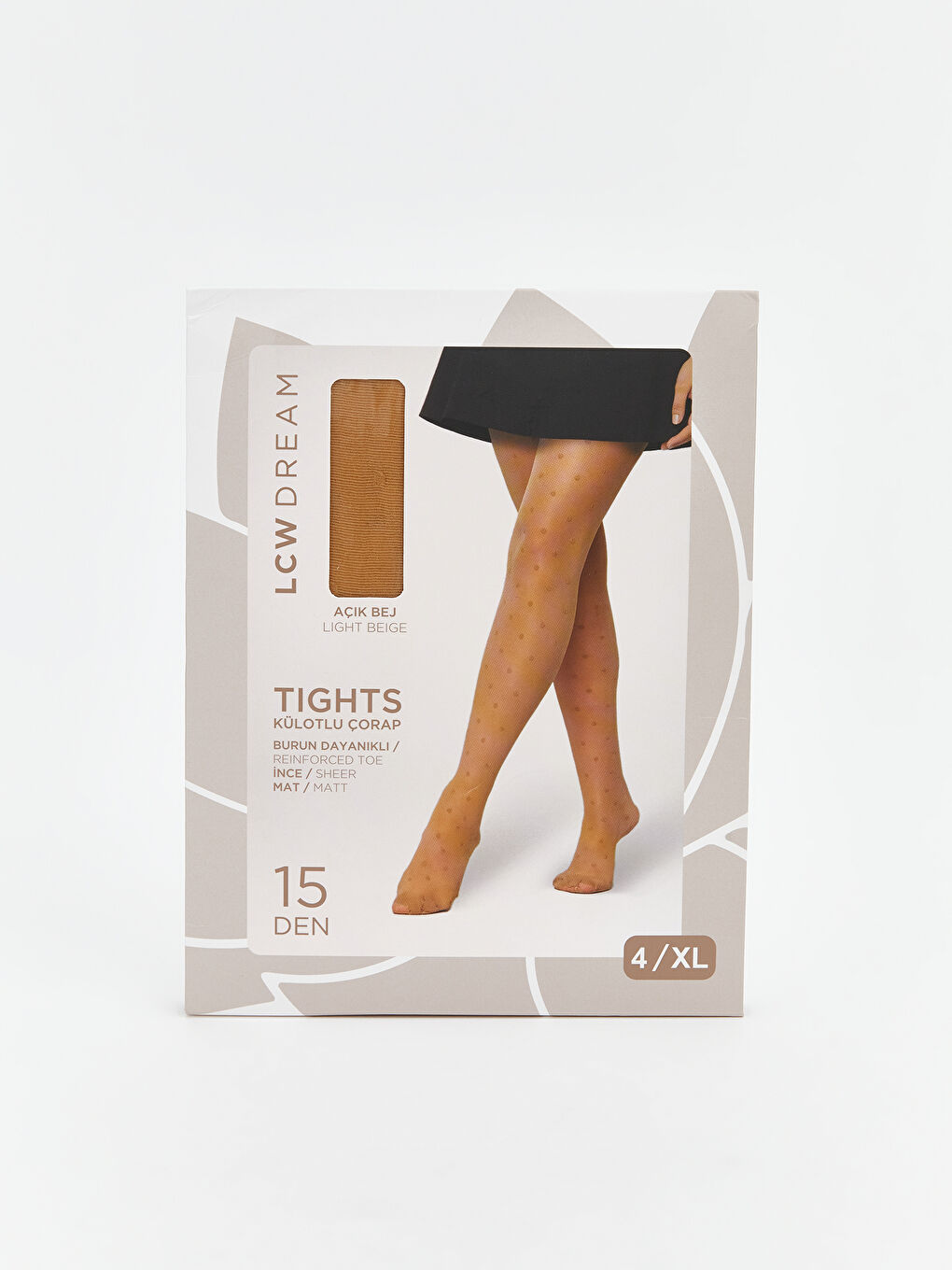 Bej 15 Denye Puantiyeli Mat Kadın Külotlu Çorap-3