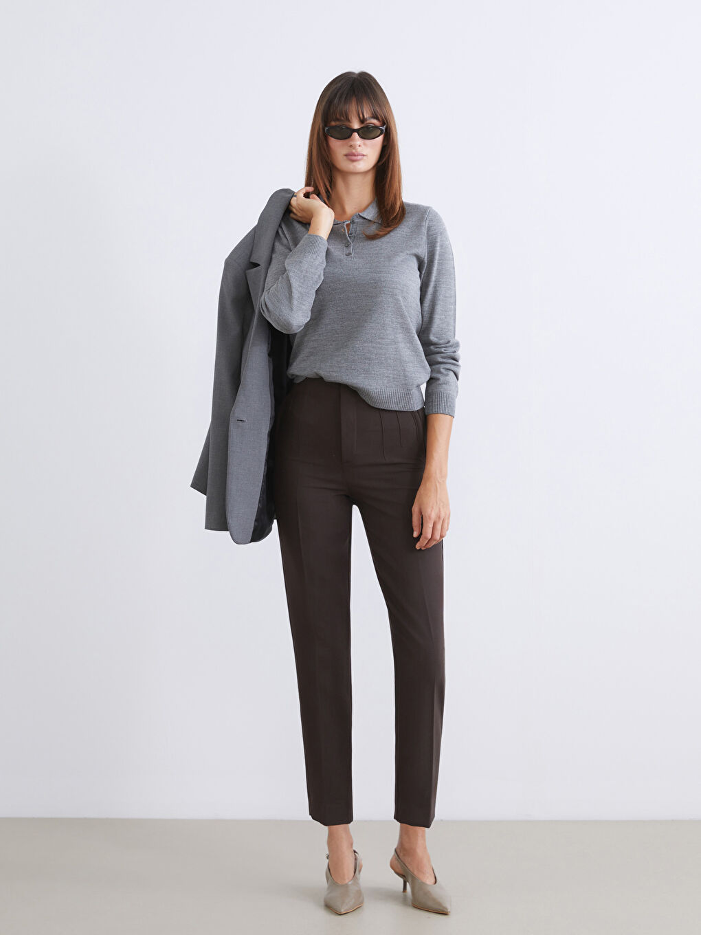 High Waisted Slim Fit Women's Trousers