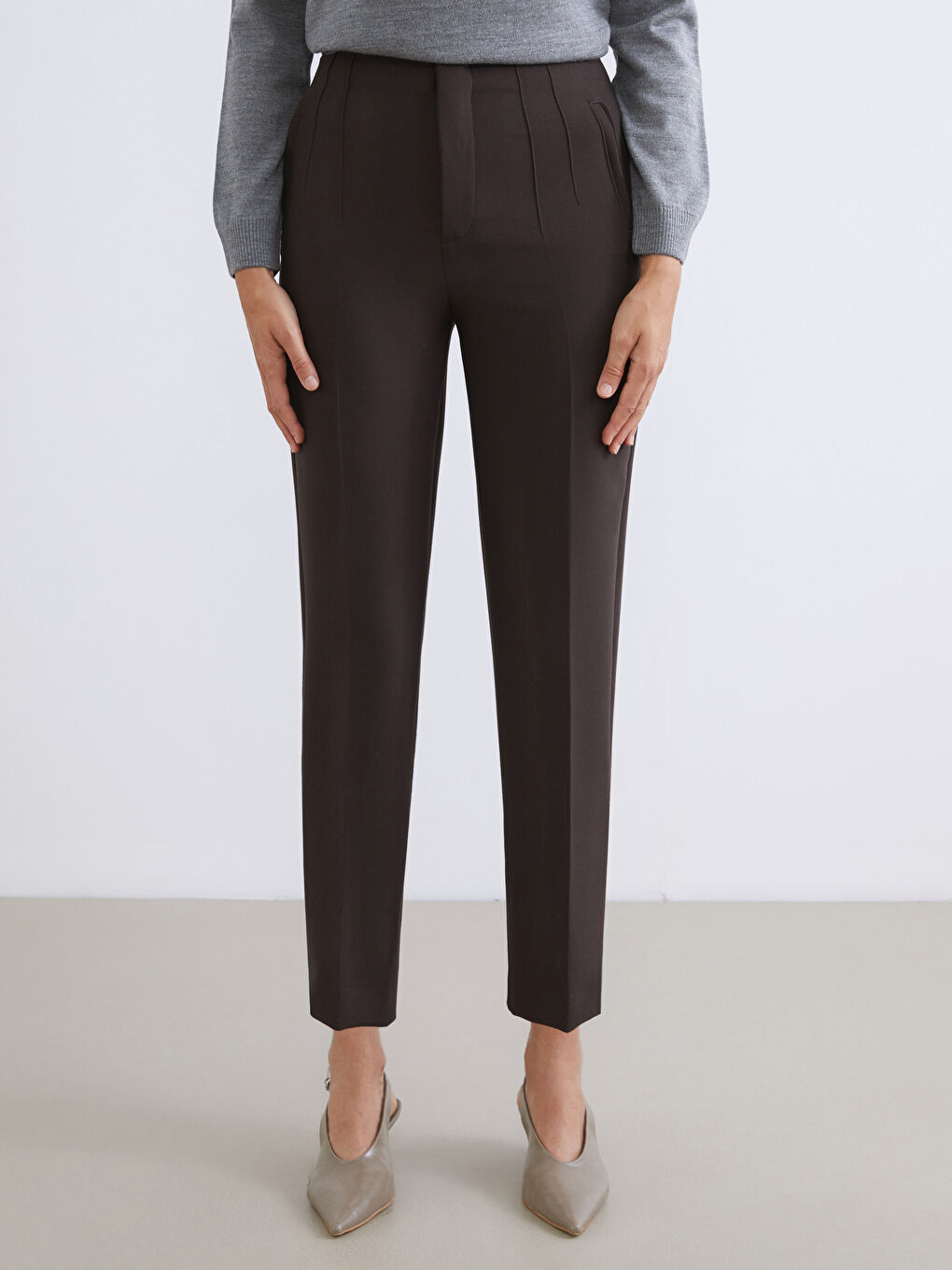 High Waisted Slim Fit Women's Trousers-1