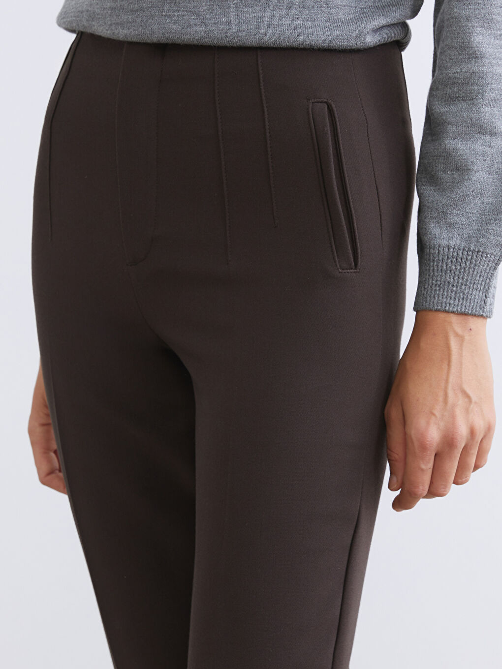 High Waisted Slim Fit Women's Trousers-2