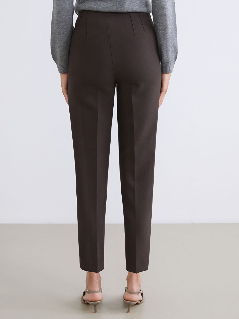 High Waisted Slim Fit Women's Trousers-3