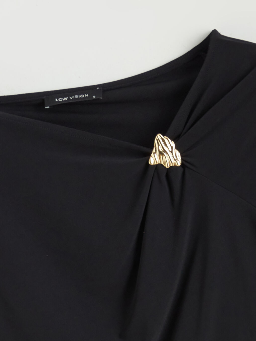 Asymmetrical Collar Ruched Blouse-5