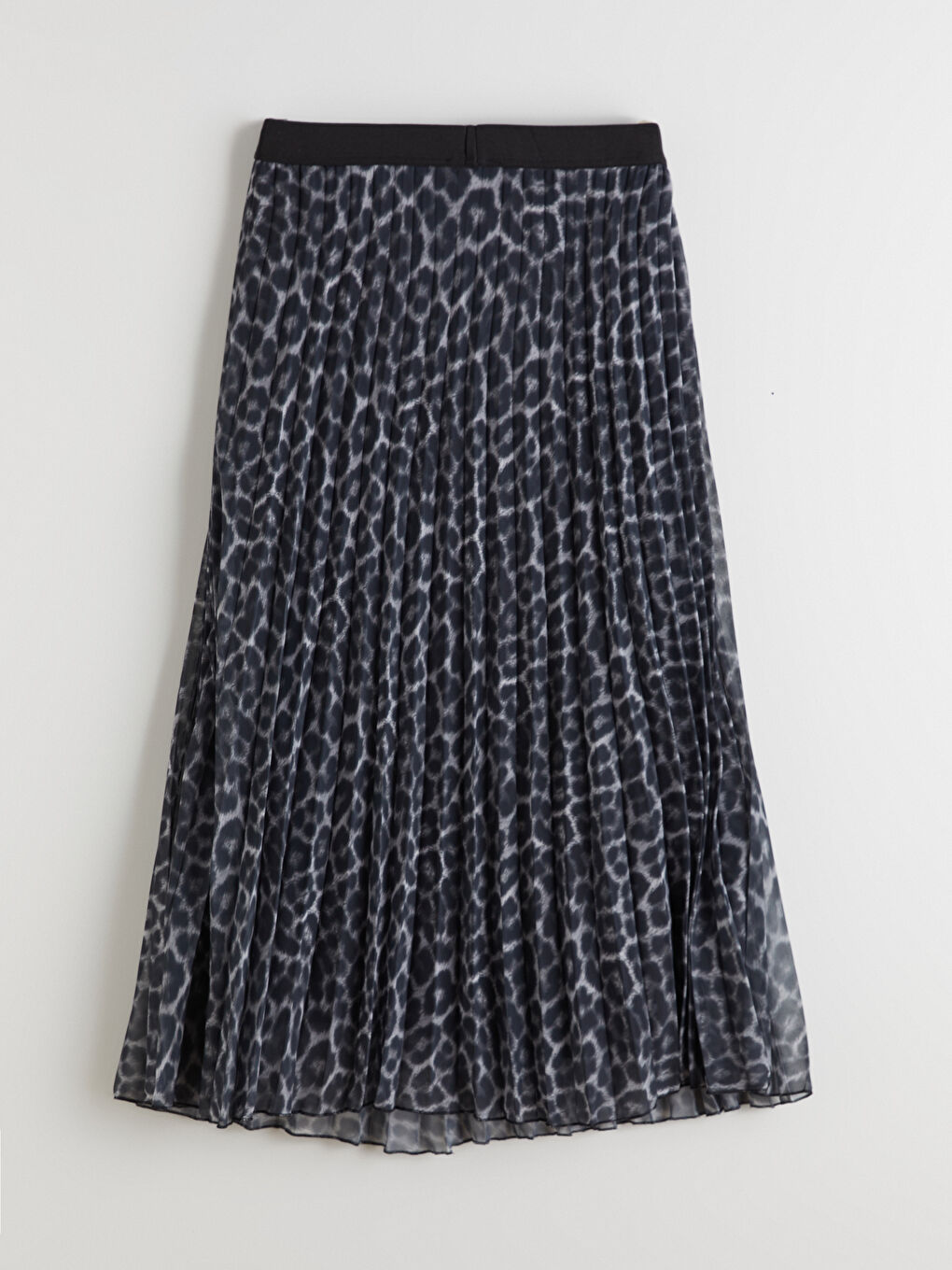 Elasticated Waist Patterned Chiffon Pleated Skirt-5