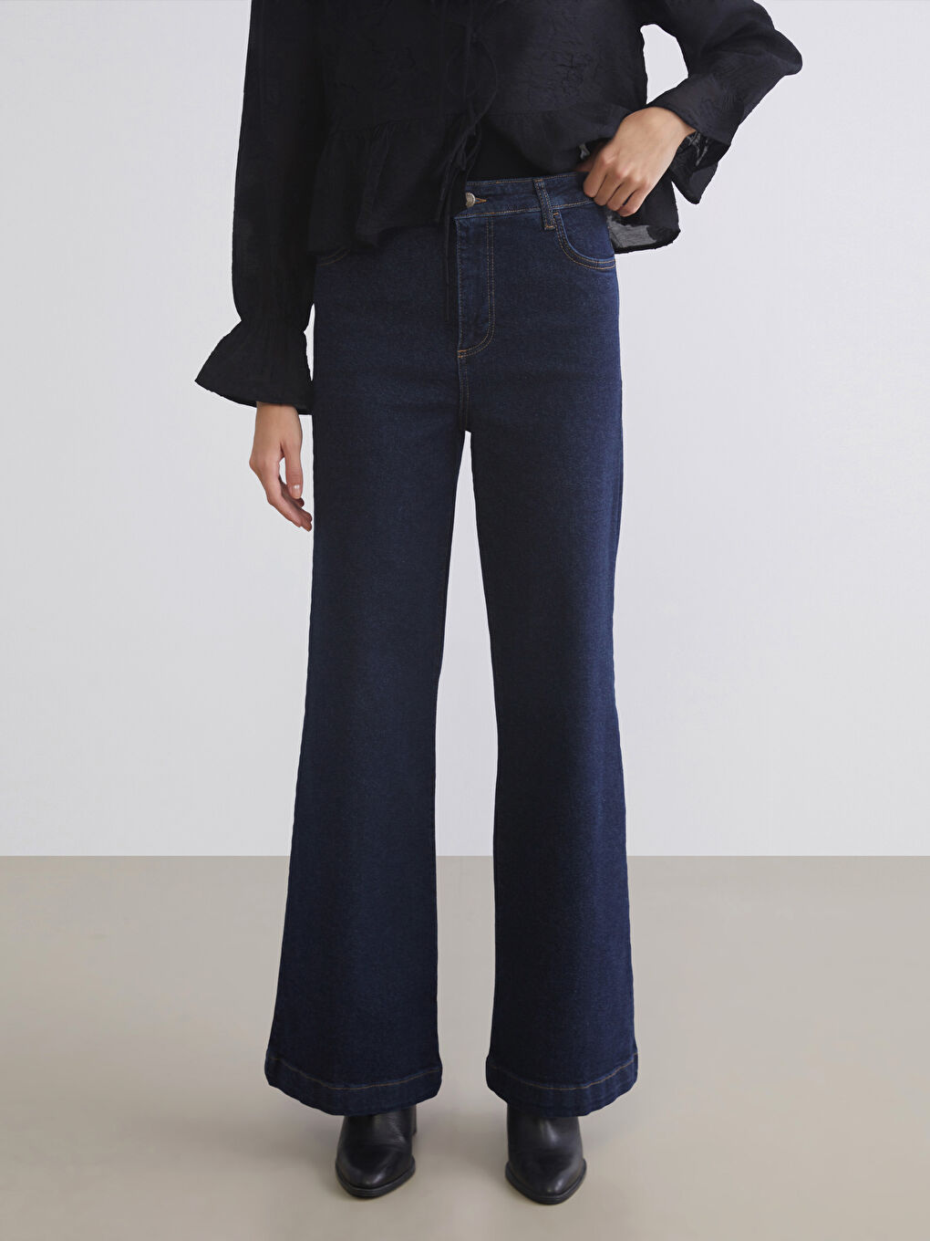 İndigo Wideleg Kadın Jean Pantolon-1