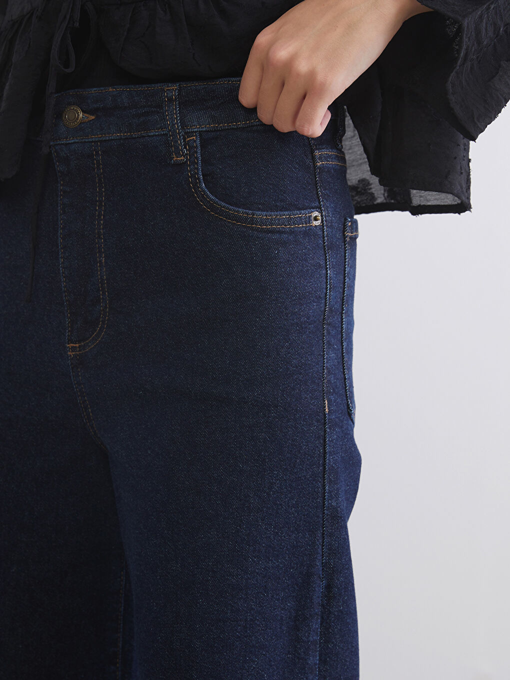 İndigo Wideleg Kadın Jean Pantolon-2