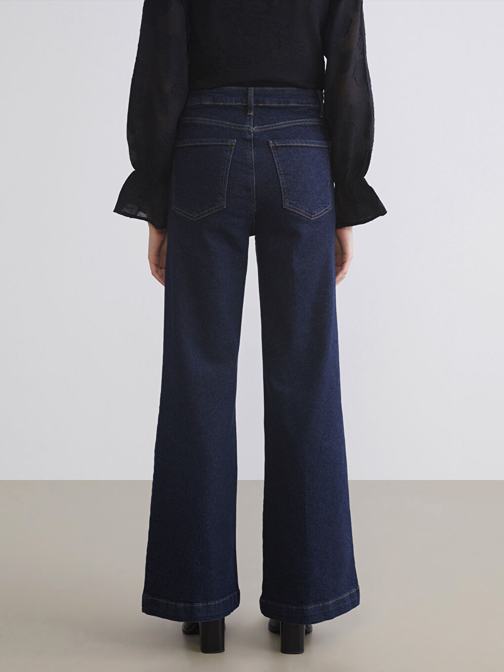 İndigo Wideleg Kadın Jean Pantolon-3