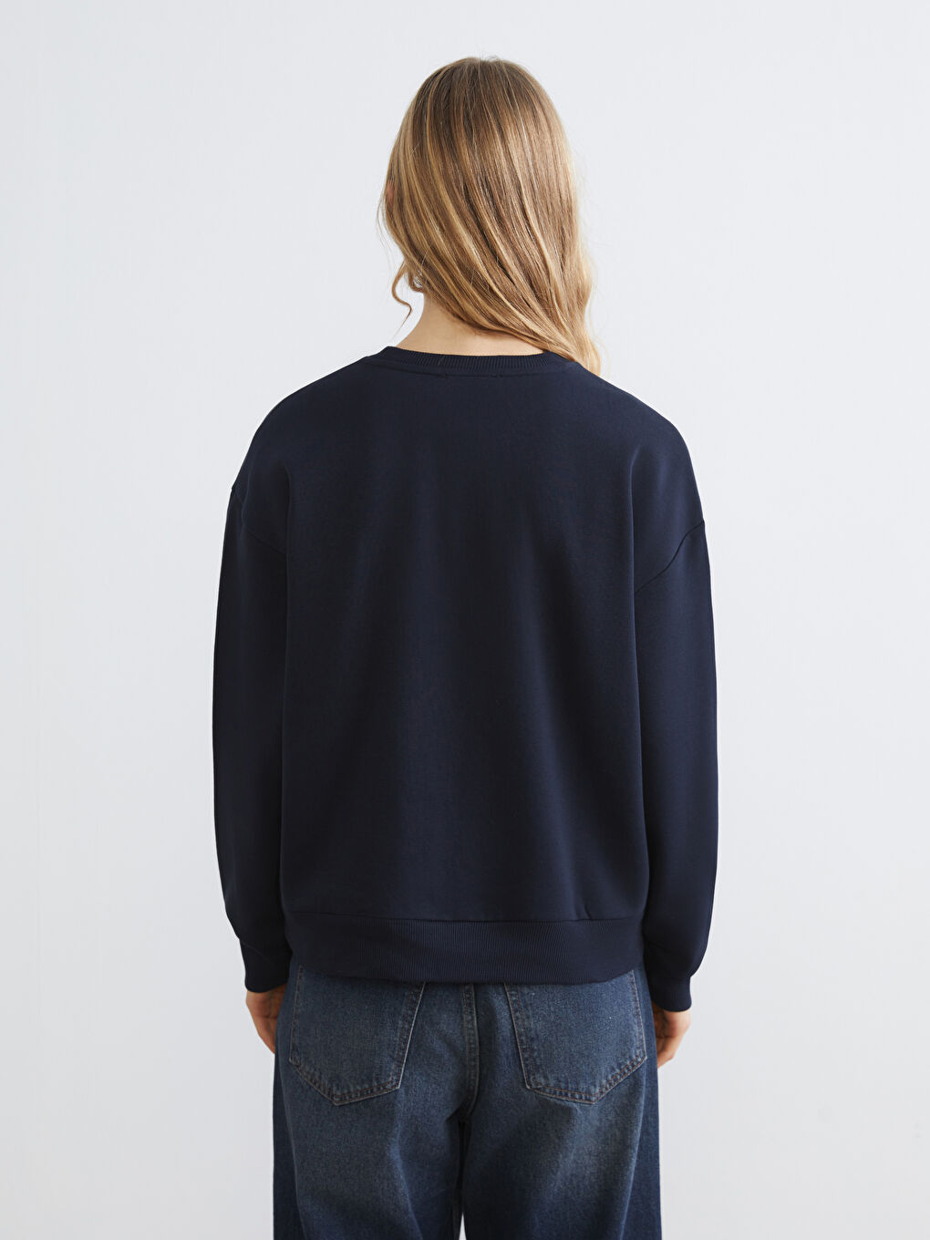 Lacivert Los Angeles Baskılı Kadın Kalın Sweatshirt-3