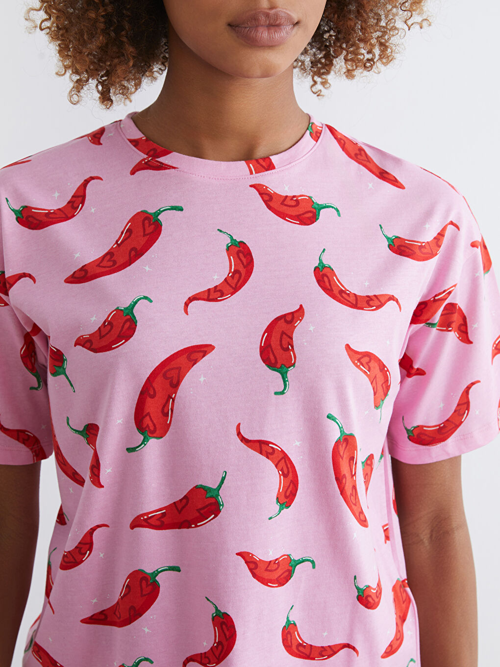 Crew Neck Patterned Women's Pyjama Set-2