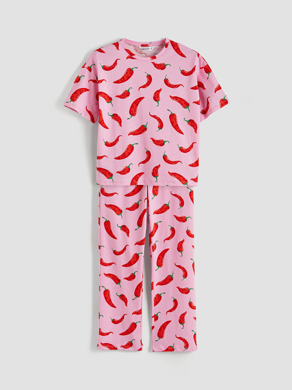 Crew Neck Patterned Women's Pyjama Set-4