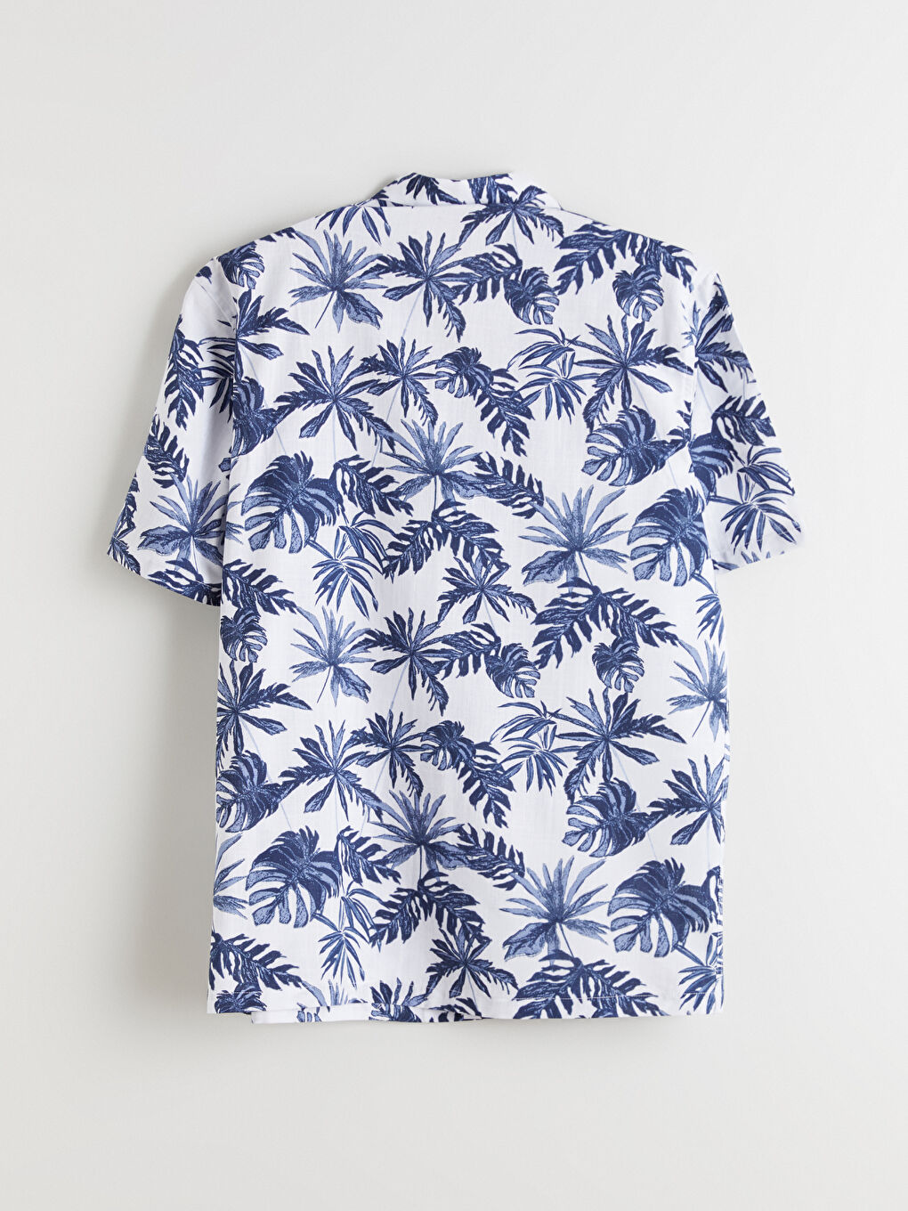 Ekru Regular Fit Resort Yaka Kısa Kollu Desenli Poplin Erkek Gömlek-5