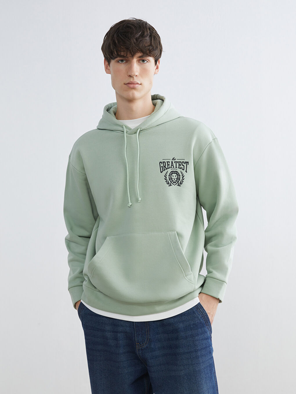 Sweatshirt à capuche VERT Homme-1