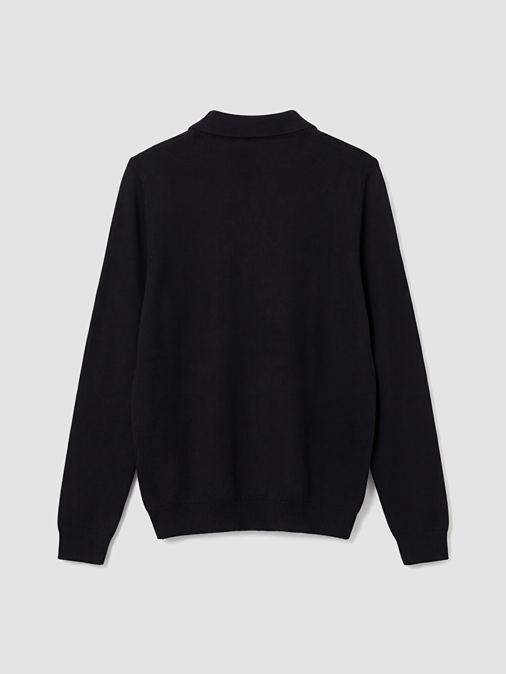 Siyah Polo Yaka Kadın Triko Kazak-5