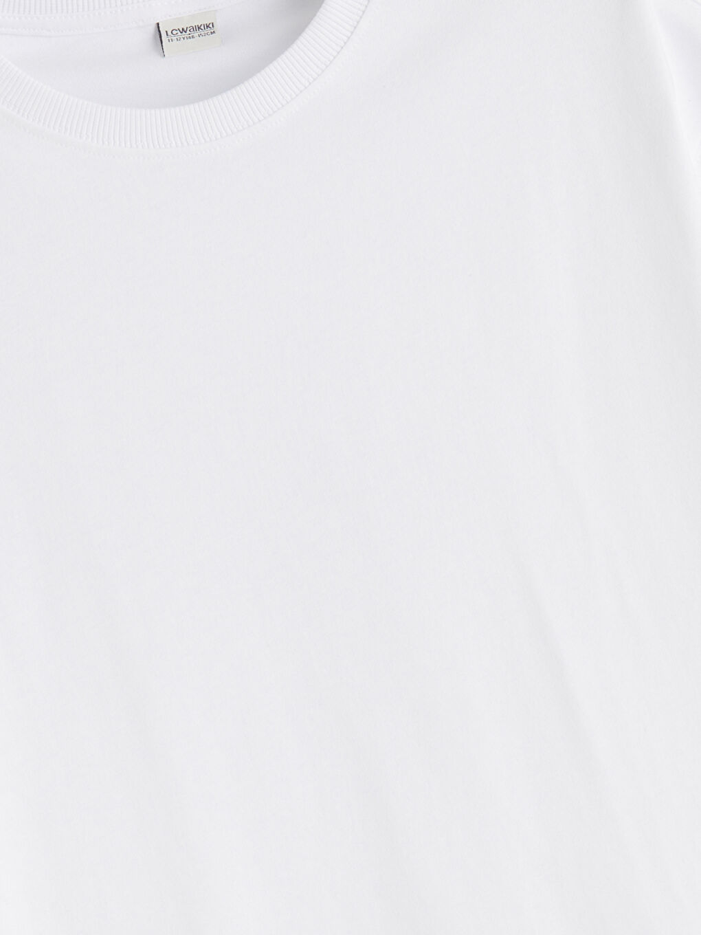 Beyaz Bisiklet Yaka Basic Erkek Çocuk Tişört-1