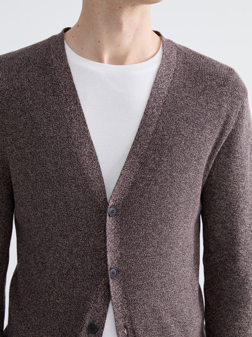 Standard Fit V Neck Men's Knitwear Cardigan-2