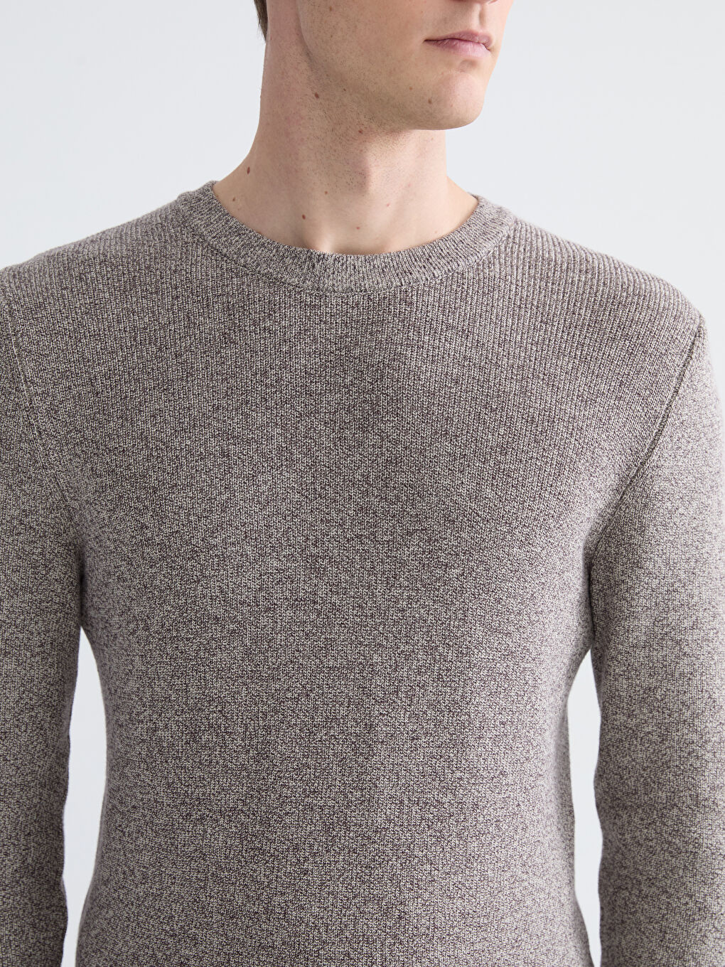 Crew Neck Long Sleeve Men's Tricot Sweater-2
