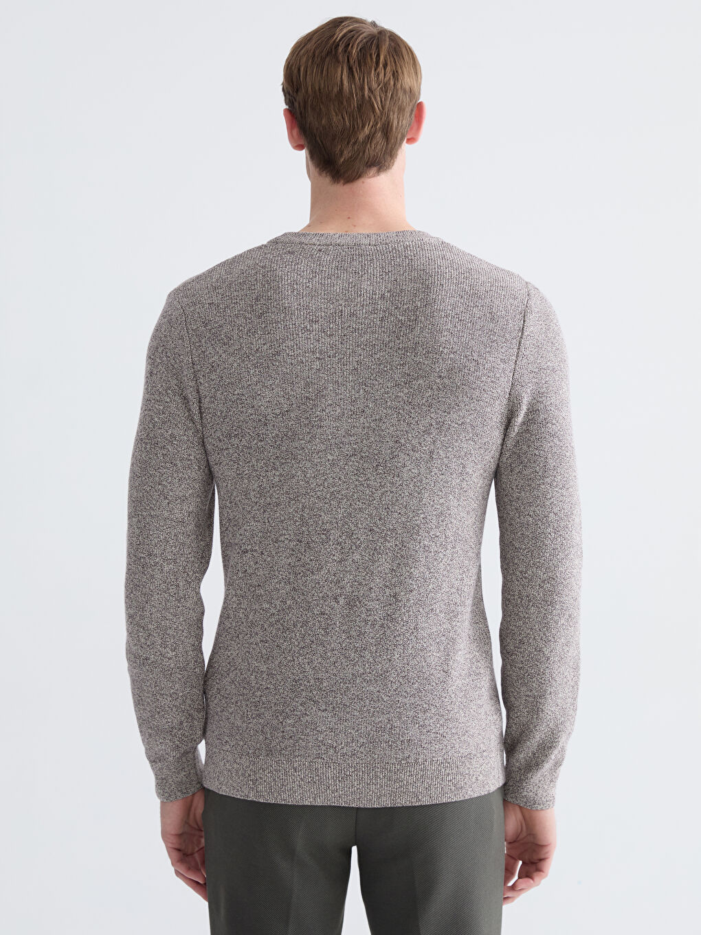 Crew Neck Long Sleeve Men's Tricot Sweater-3