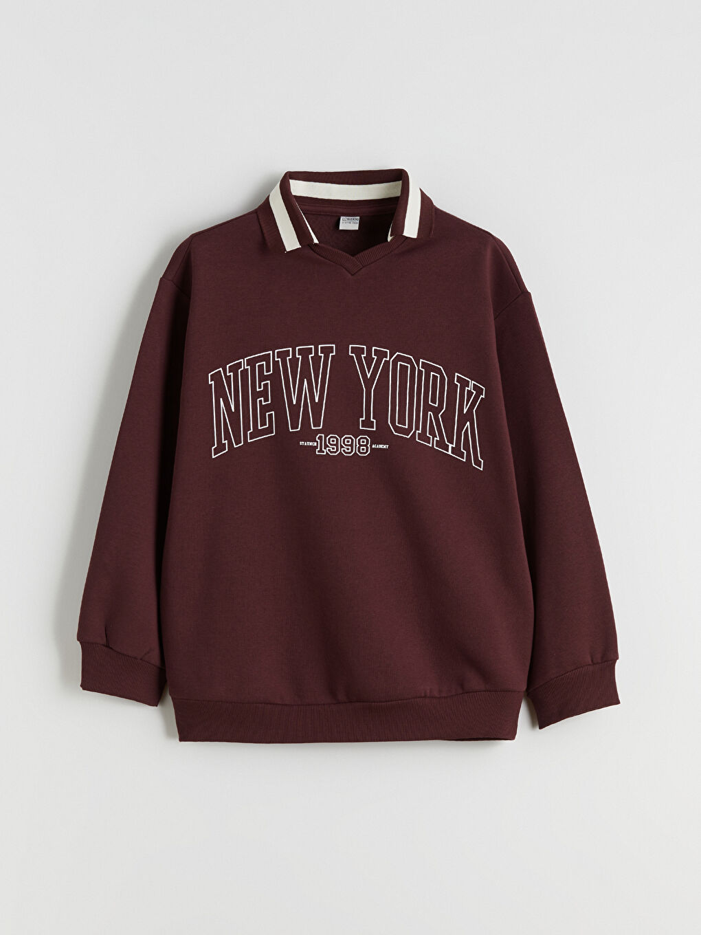 Bordo New York Baskılı Kız Çocuk Kalın Sweatshirt