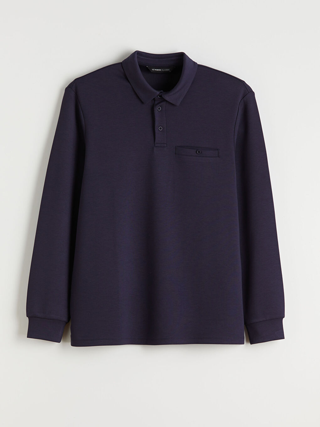 Lacivert Polo Yaka Uzun Kollu Erkek Tişört-4