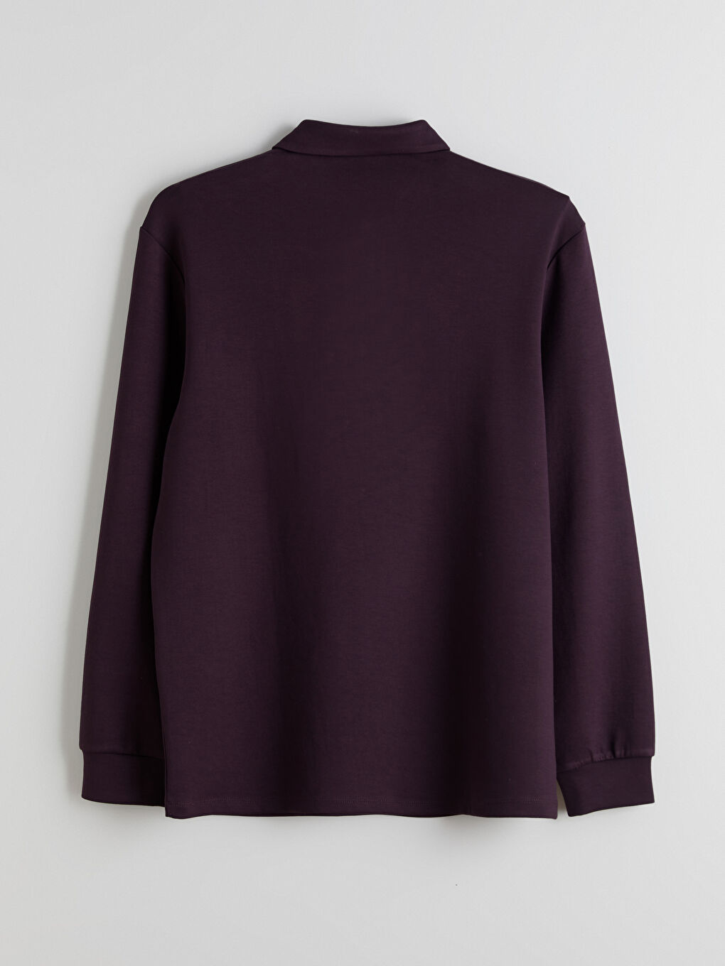 Mürdüm Polo Yaka Uzun Kollu Erkek Tişört-5