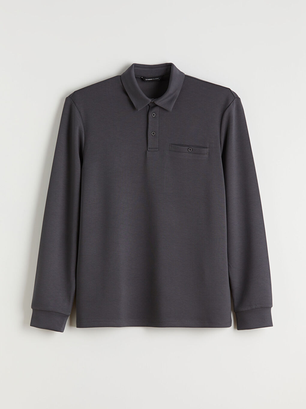 Antrasit Polo Yaka Uzun Kollu Erkek Tişört-4