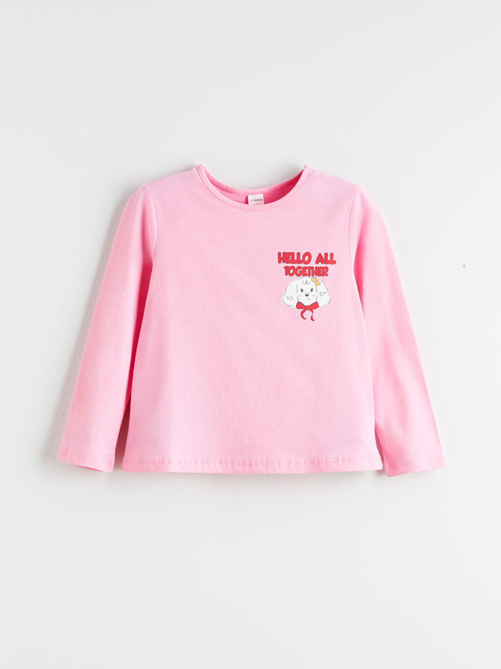 Pembe Bisiklet Yaka Baskılı Kız Çocuk Tişört