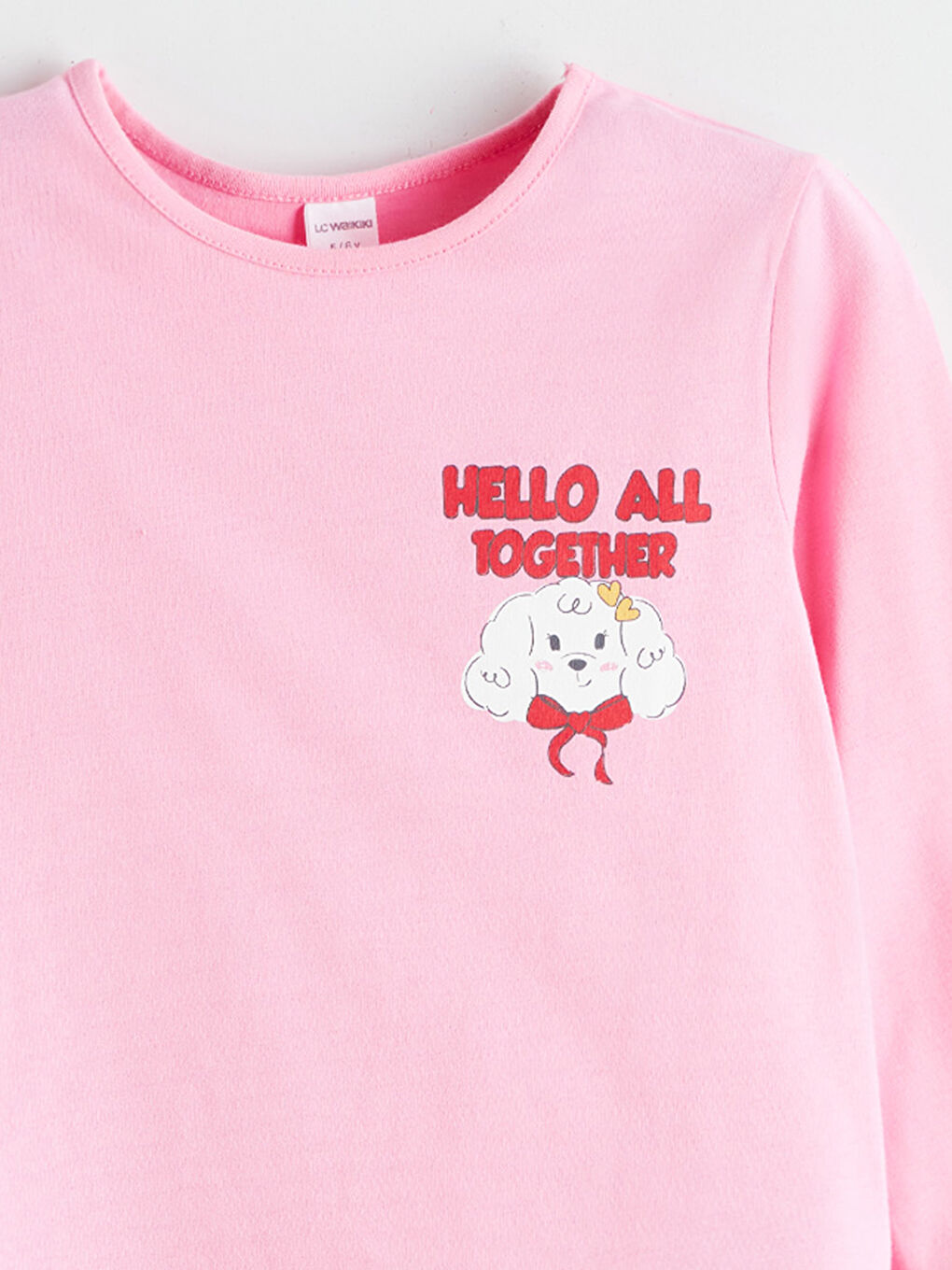 Pembe Bisiklet Yaka Kız Çocuk Tişört 2'li-5