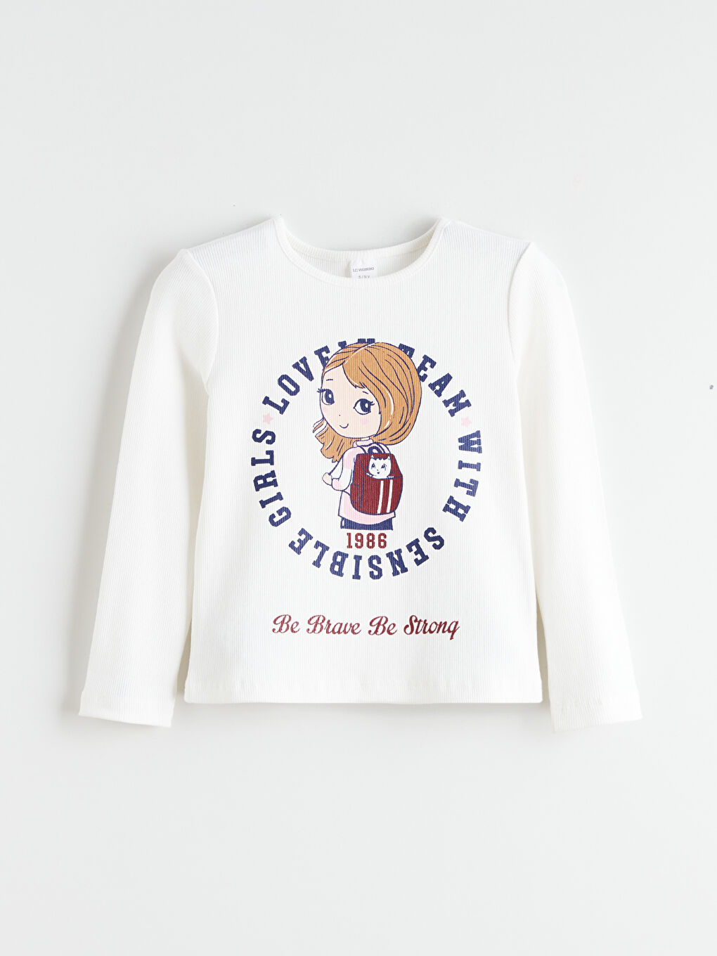 Ekru Uzun Kollu Kız Çocuk Kaşkorse Tişört 2'li-4