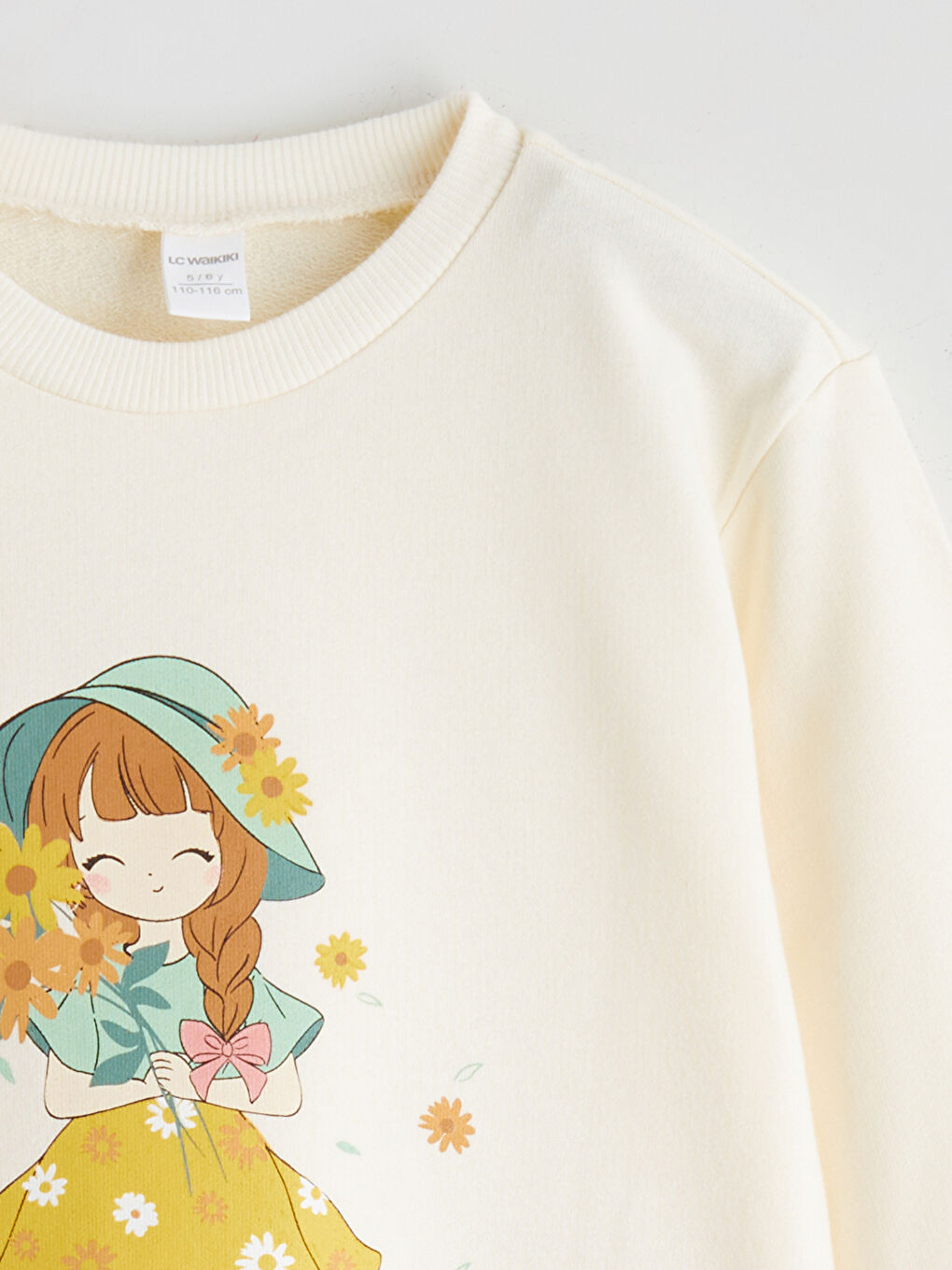 Bej Bisiklet Yaka Baskılı Kız Çocuk Sweatshirt 2'li-6