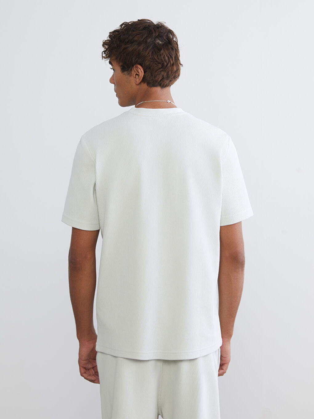 Gri Bisiklet Yaka Erkek Tişört-3