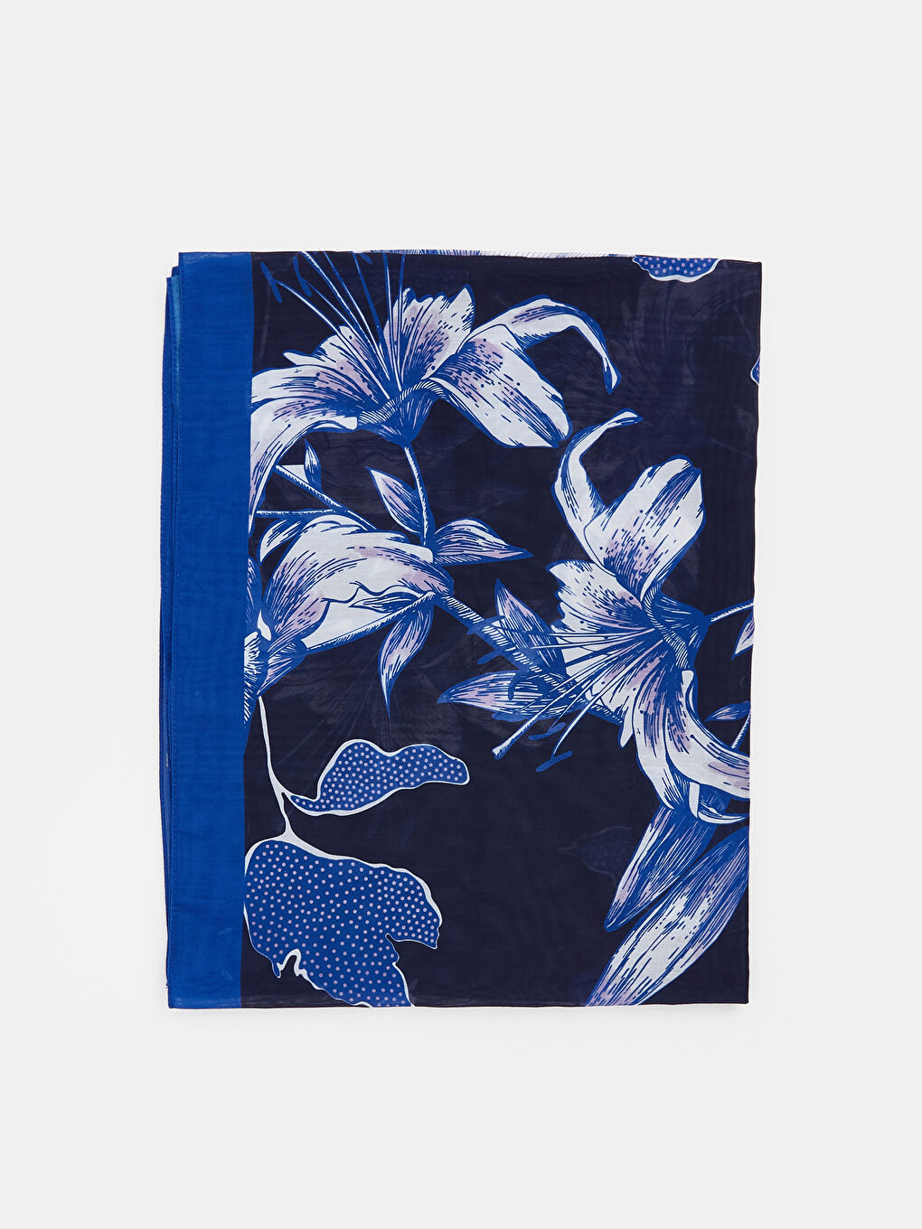 Mavi Desenli Kadın Şal-1