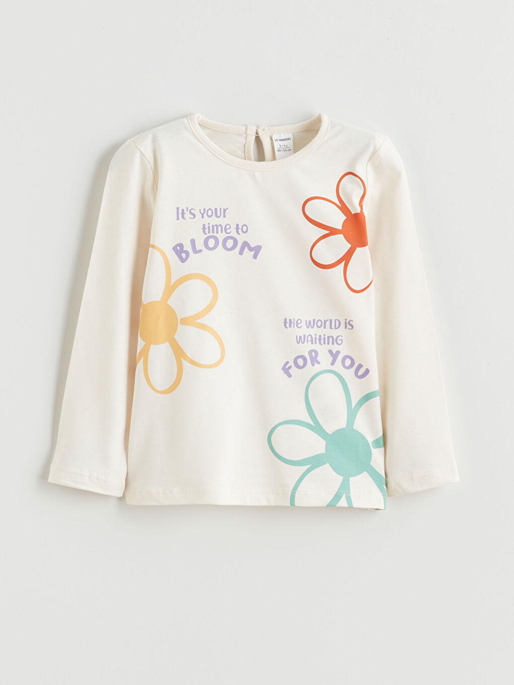 Bej Bisiklet Yaka Baskılı Kız Çocuk Tişört ve Tayt-2