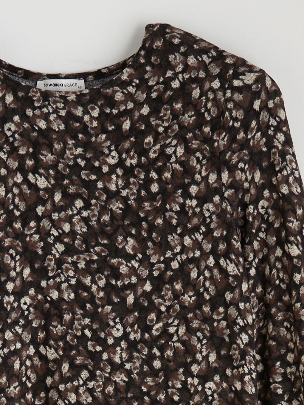 Crew Neck Patterned Dress-5