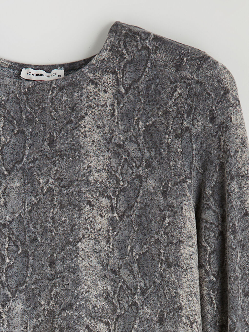 Crew Neck Patterned Dress-5