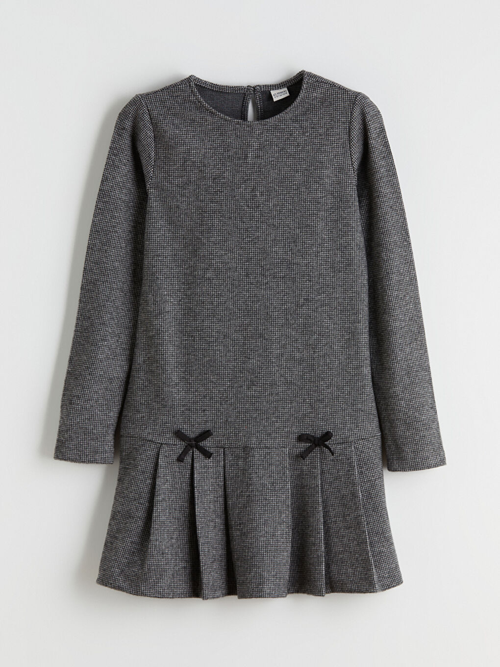 Siyah Bisiklet Yaka Pileli Kız Çocuk Elbise-2