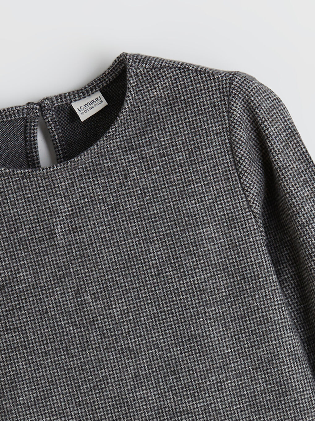 Siyah Bisiklet Yaka Pileli Kız Çocuk Elbise-3