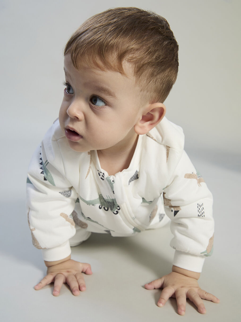 Ekru 1 Tog Baskılı Erkek Bebek Uyku Tulumu-1