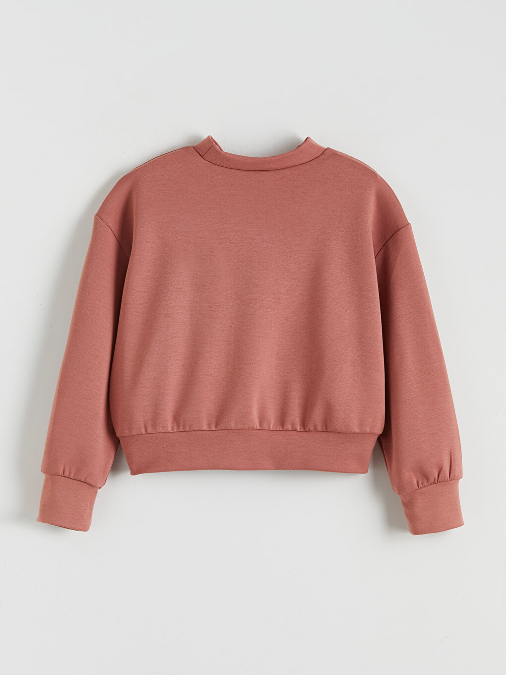 Pembe Dik Yaka Kız Çocuk Soft Touch Sweatshirt-1