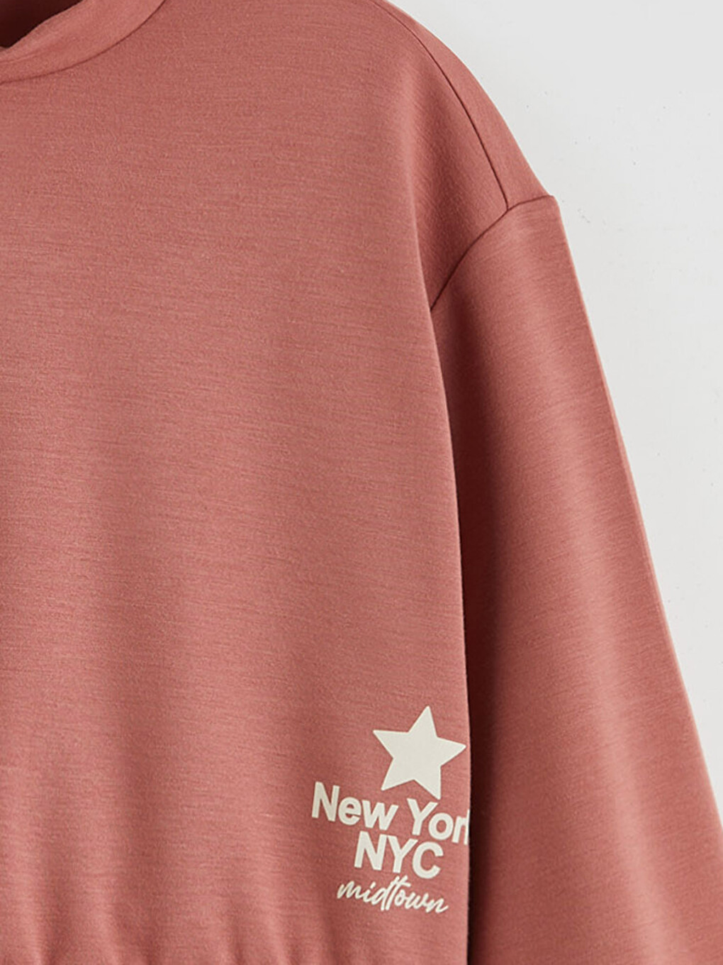 Pembe Dik Yaka Kız Çocuk Soft Touch Sweatshirt-2