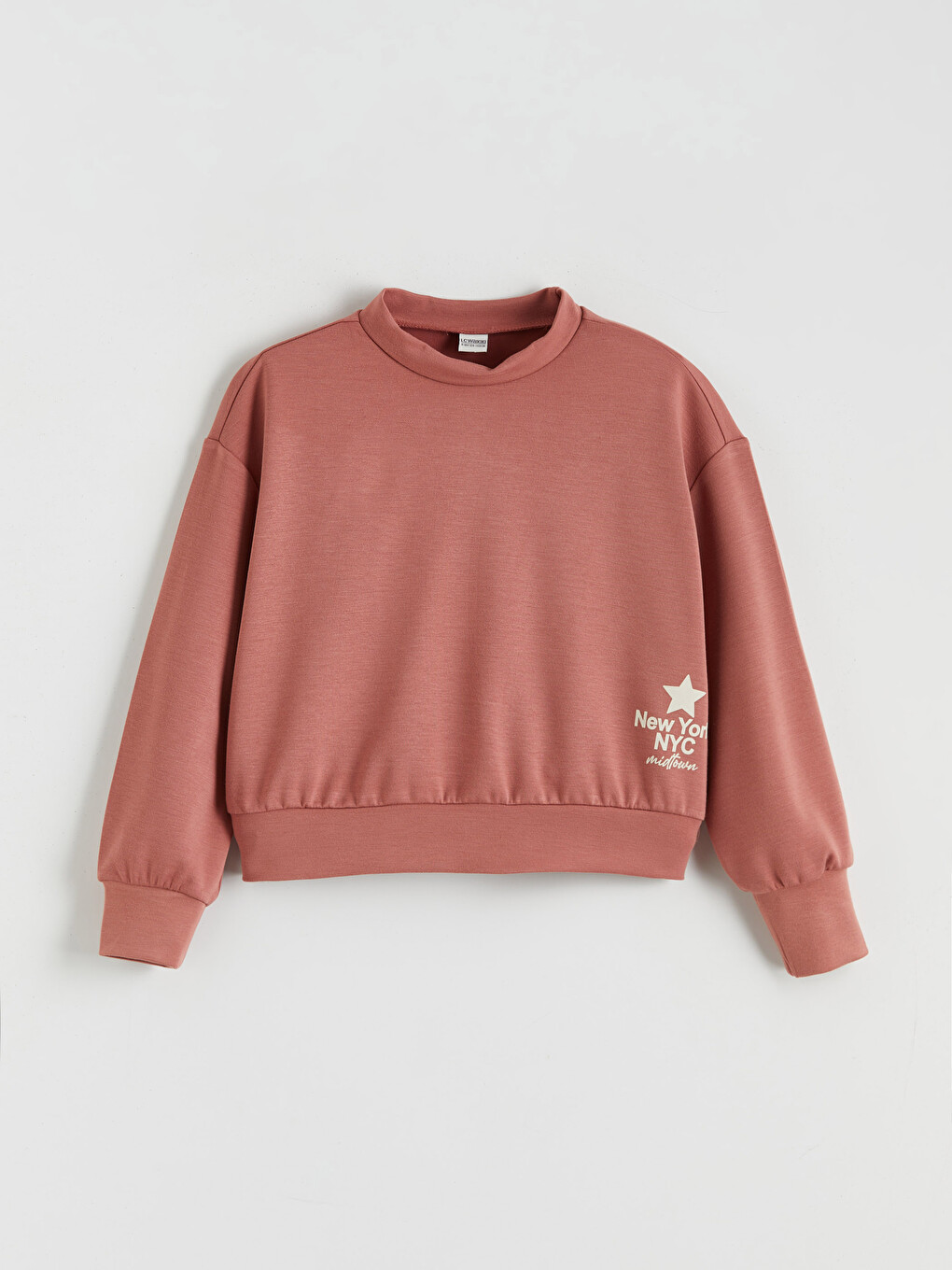 Pembe Dik Yaka Kız Çocuk Soft Touch Sweatshirt