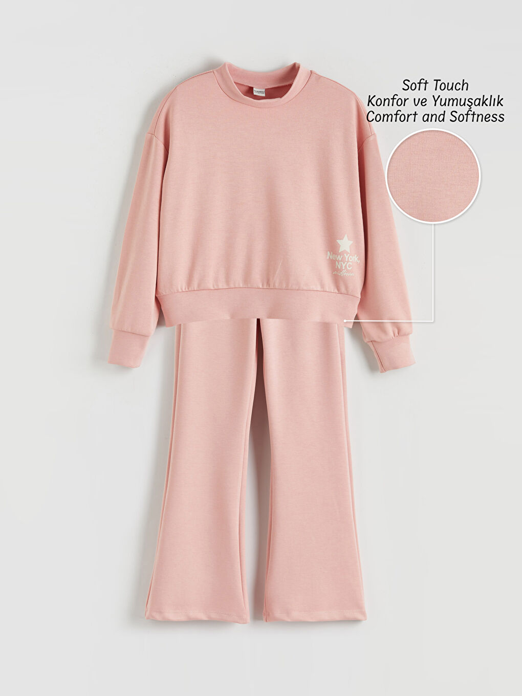 Turuncu Soft Touch Kız Çocuk Sweatshirt ve Eşofman Altı