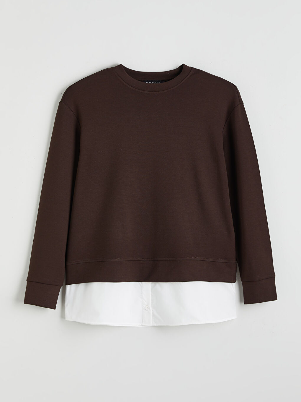 Kahverengi Bisiklet Yaka Kadın Sweatshirt Tunik-4