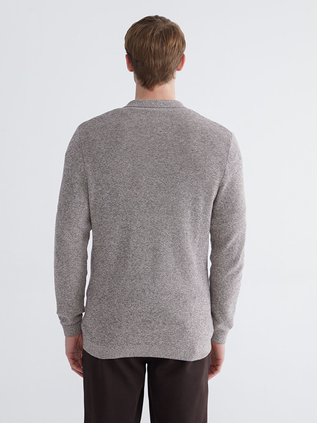 Bej Polo Yaka Erkek Triko Hırka-3